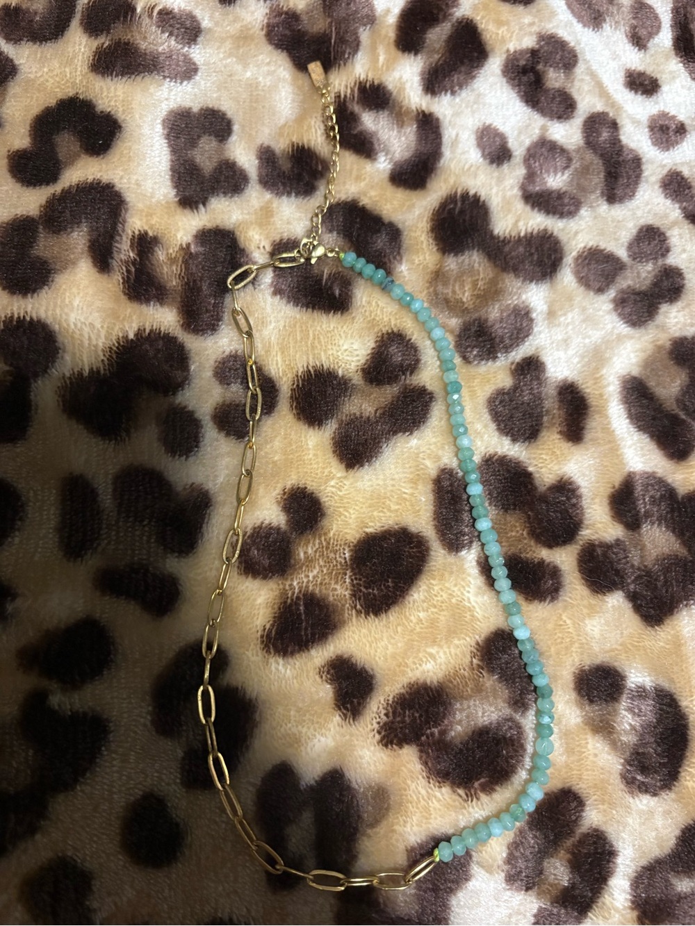 Gold Chain and Aqua Bead Women’s Necklace